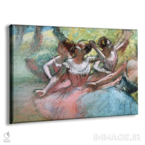 تابلو چهار بالرین روی صحنه اثر ادگار دگا (نقاش و مجسمهساز فرانسوی) - نمای پرسپکتیو محصول