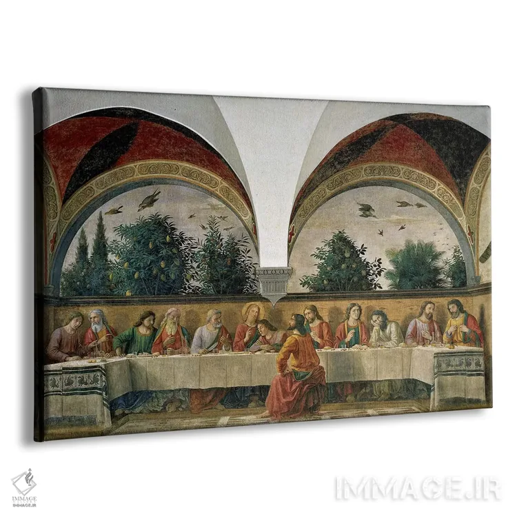 تابلو 1480,شام آخر، ۱۴۸۰ اثر دومنیکو گیرلاندایو (نقاش دوره رنسانس ایتالیا) - نمای پرسپکتیو محصول