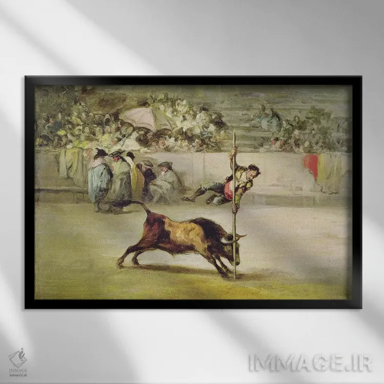 تابلو چابکی و جسارت خوانیتو آپینانی در میدان مادرید اثر فرانسیسکو گویا (نقاش و چاپگر اسپانیایی) - نمای قابدار مشکی