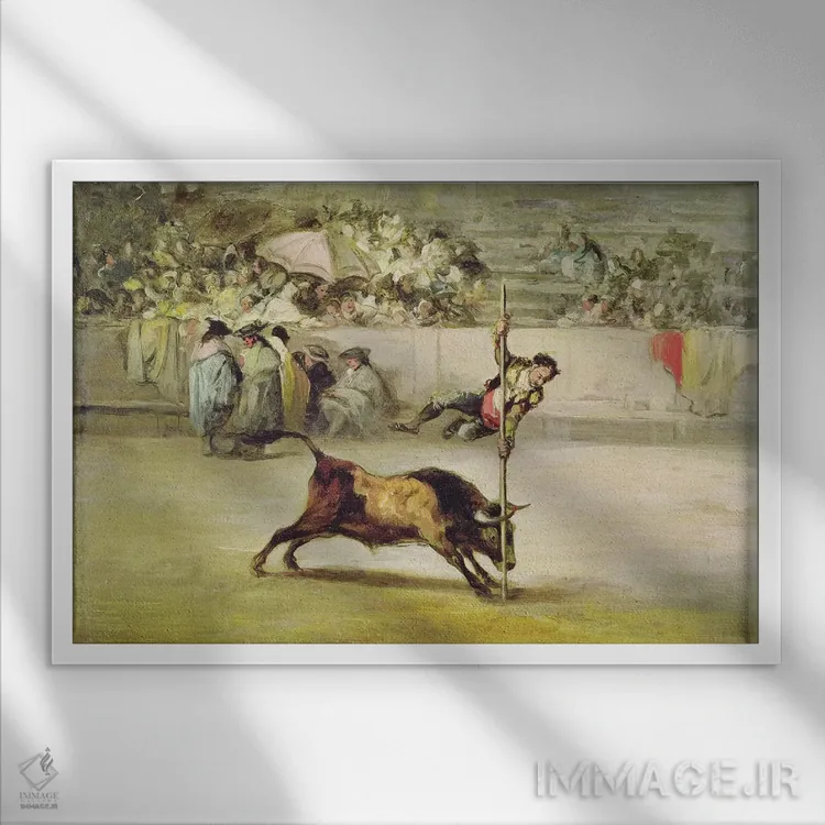 تابلو چابکی و جسارت خوانیتو آپینانی در میدان مادرید اثر فرانسیسکو گویا (نقاش و چاپگر اسپانیایی) - نمای قابدار سفید