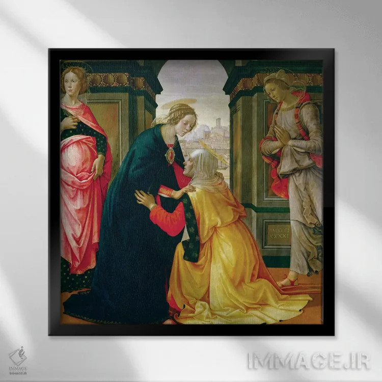 تابلو 1491,بازدید مقدس، ۱۴۹۱ اثر دومنیکو گیرلاندایو (نقاش دوره رنسانس ایتالیا) - نمای قابدار مشکی