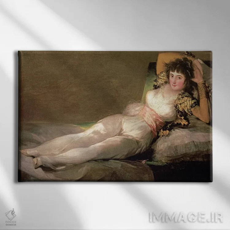 تابلو c.1800,ماخای پوشیده، حدود ۱۸۰۰ اثر فرانسیسکو گویا (نقاش و چاپگر اسپانیایی) - نمای روبهرو روی دیوار