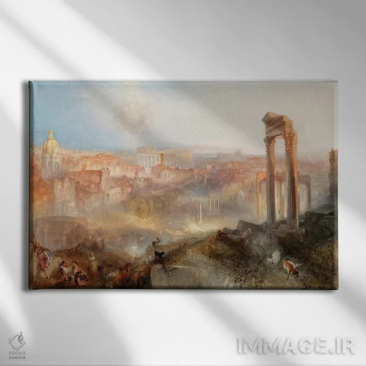 تابلو Campo Vaccino, 1839,رم مدرن، کامپو واکینو، ۱۸۳۹ اثر جی.ام.دبلیو. ترنر (نقاش بزرگ انگلیسی) - نمای روبهرو روی دیوار
