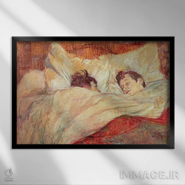 تابلو c.1892-95,تختخواب، حدود ۱۸۹۲–۹۵ اثر آنری دو تولوز-لوترک - نمای قابدار مشکی