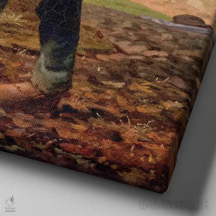 تابلو c,1860-62,مرد با بیل، حدود ۱۸۶۰–۶۲ اثر ژان فرانسوا میه - نمای نزدیک بافت بوم