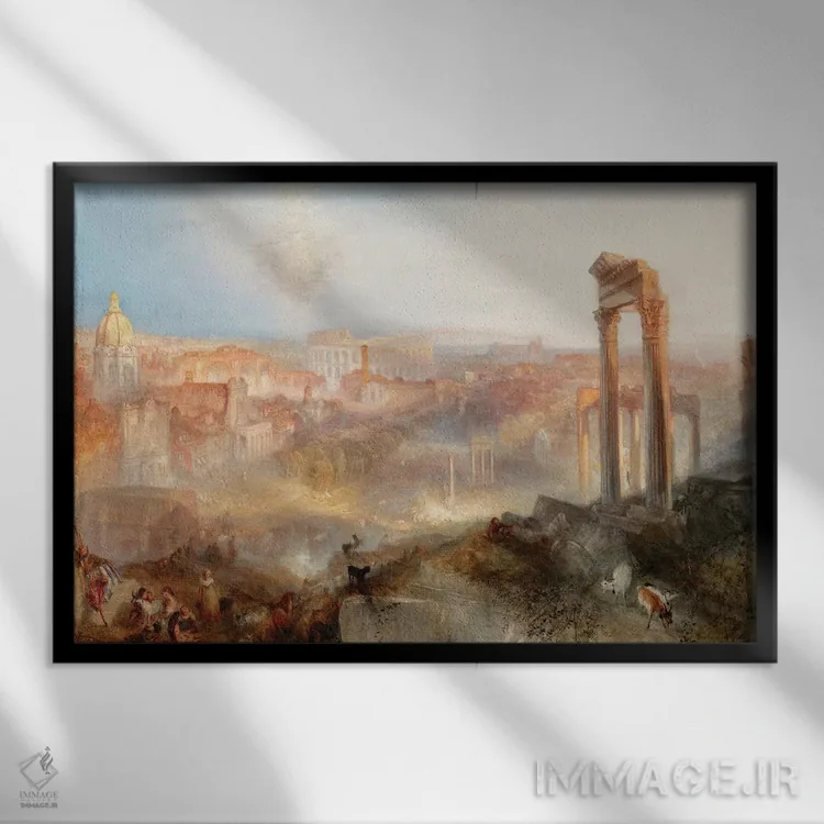 تابلو Campo Vaccino, 1839,رم مدرن، کامپو واکینو، ۱۸۳۹ اثر جی.ام.دبلیو. ترنر (نقاش بزرگ انگلیسی) - نمای قابدار مشکی