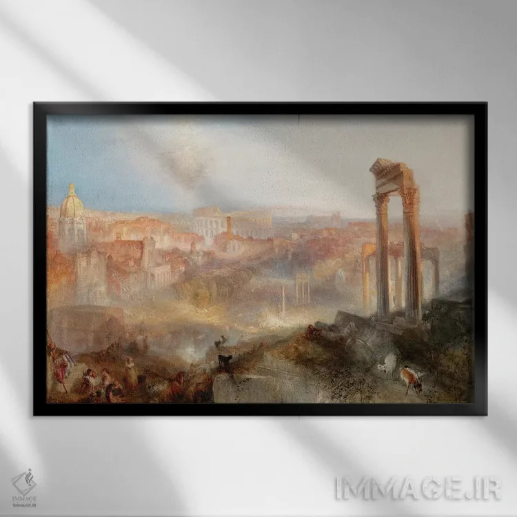 تابلو Campo Vaccino, 1839,رم مدرن، کامپو واکینو، ۱۸۳۹ اثر جی.ام.دبلیو. ترنر (نقاش بزرگ انگلیسی) - نمای قابدار مشکی