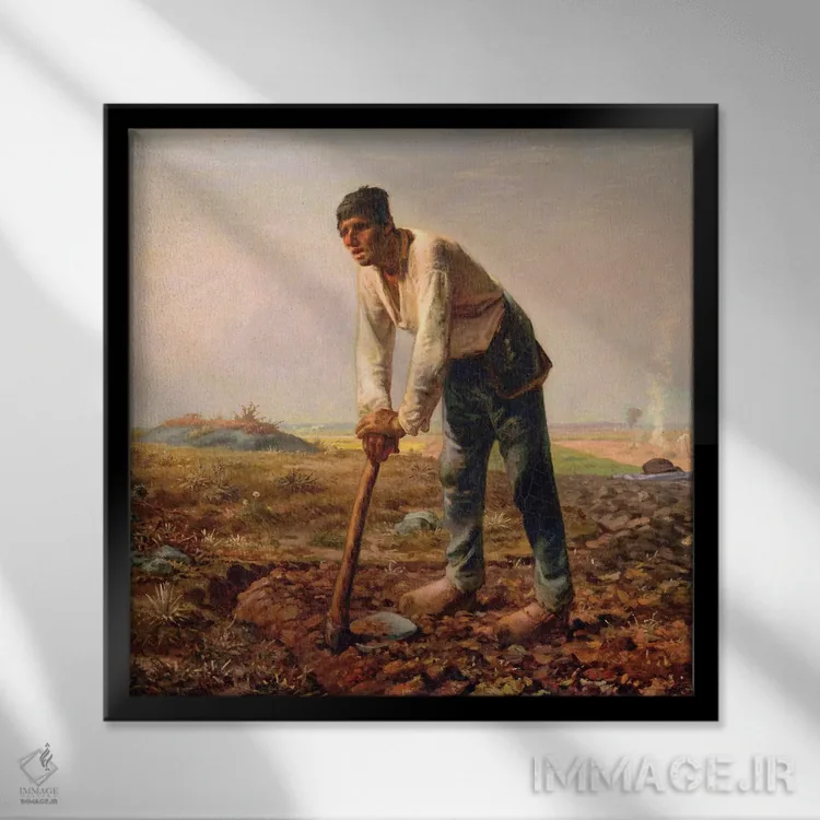 تابلو c,1860-62,مرد با بیل، حدود ۱۸۶۰–۶۲ اثر ژان فرانسوا میه - نمای قابدار مشکی