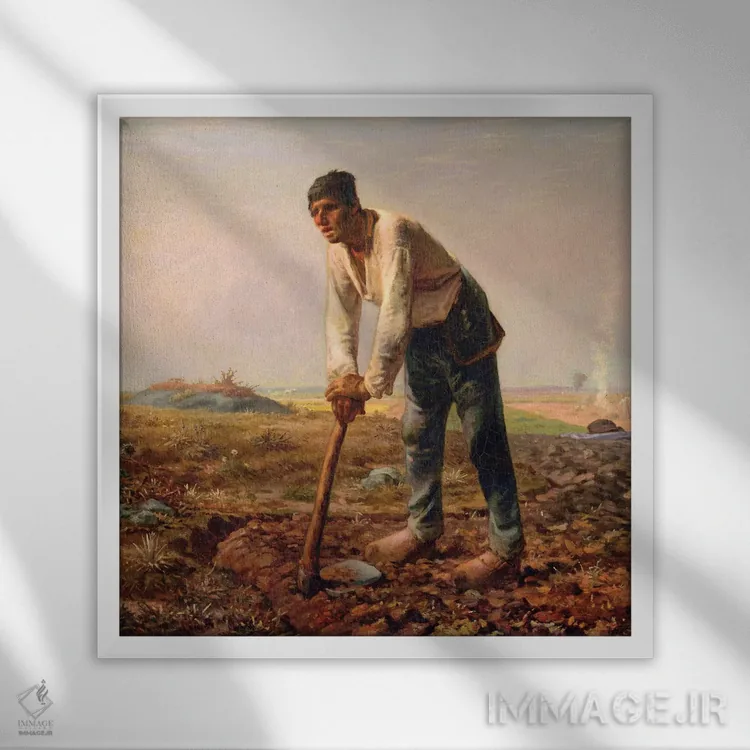 تابلو c,1860-62,مرد با بیل، حدود ۱۸۶۰–۶۲ اثر ژان فرانسوا میه - نمای قابدار سفید