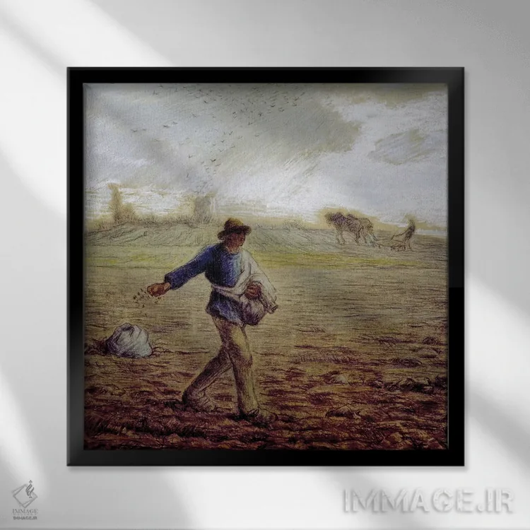 تابلو c.1865 (The Walters Art Museum),بذرپاش، حدود ۱۸۶۵ (موزه هنر والترز) اثر ژان فرانسوا میه - نمای قابدار مشکی