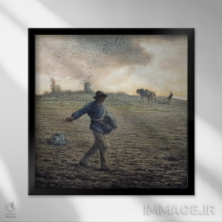 تابلو بذرپاش (مجموعه خصوصی) اثر ژان فرانسوا میه - نمای قابدار مشکی