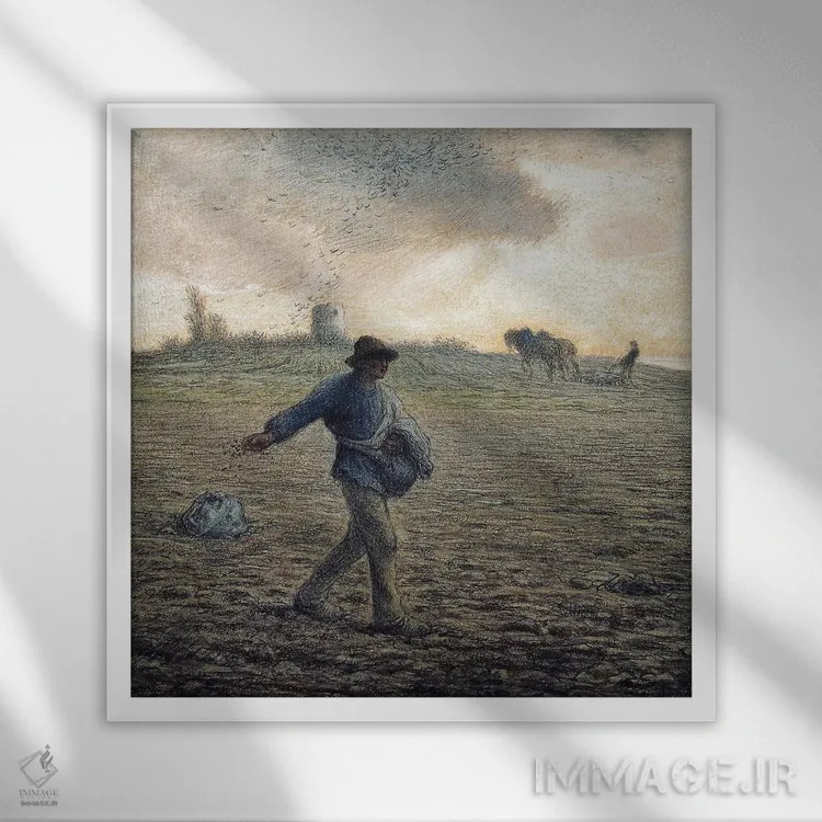 تابلو بذرپاش (مجموعه خصوصی) اثر ژان فرانسوا میه - نمای قابدار سفید