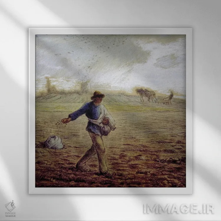 تابلو c.1865 (The Walters Art Museum),بذرپاش، حدود ۱۸۶۵ (موزه هنر والترز) اثر ژان فرانسوا میه - نمای قابدار سفید