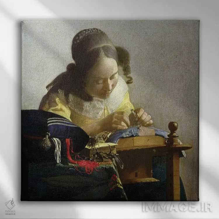 تابلو 1669-70,قلابدوز، ۱۶۶۹–۷۰ اثر یوهانس ورمیر (نقاش هلندی) - نمای روبهرو روی دیوار