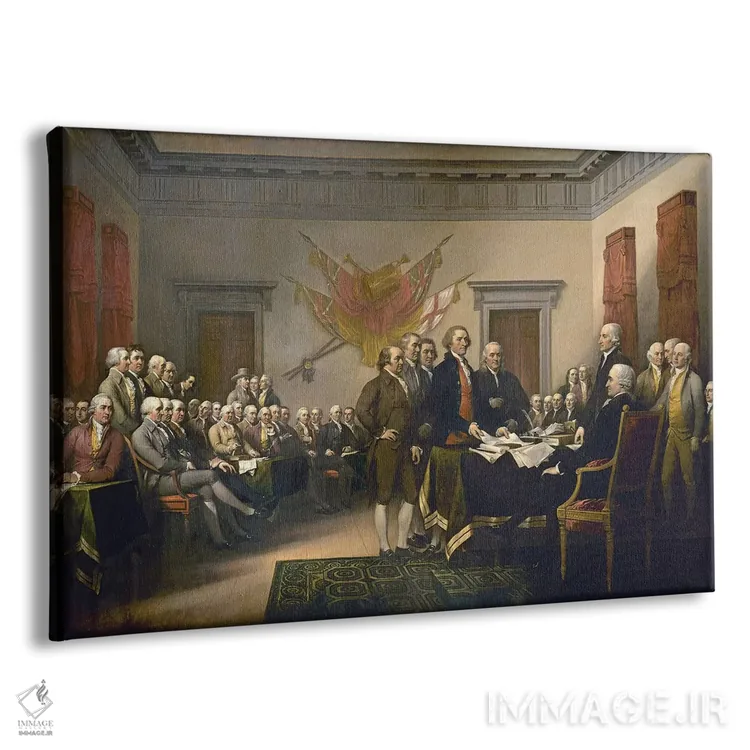 تابلو 1817-18 (US Capitol Collection),اعلامیه استقلال، ۱۸۱۷–۱۸ (مجموعه کنگره آمریکا) اثر جان ترامبول (نقاش تاریخنگار آمریکایی) - نمای پرسپکتیو محصول