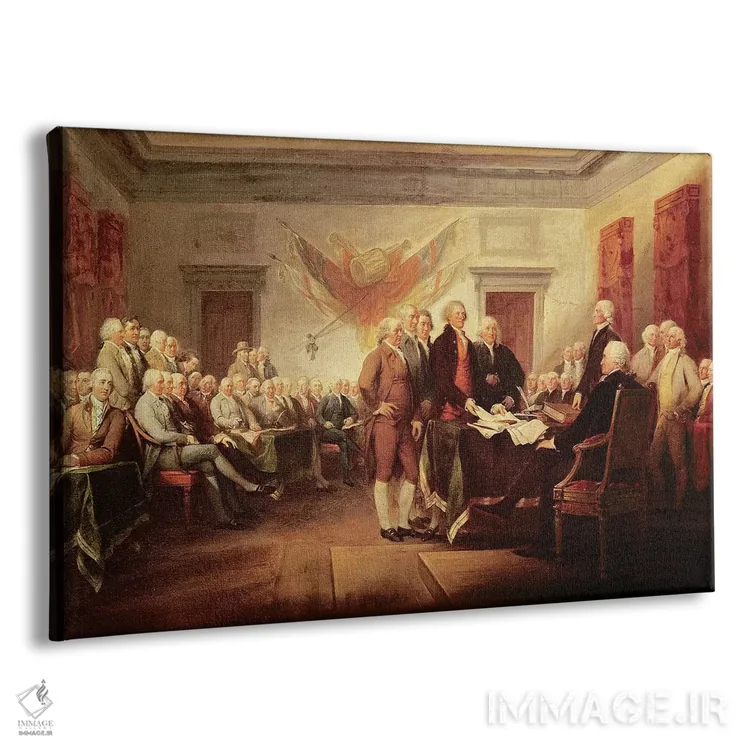 تابلو c.1817 (US Capitol Collection),اعلامیه استقلال، حدود ۱۸۱۷ (مجموعه کنگره آمریکا) اثر جان ترامبول (نقاش تاریخنگار آمریکایی) - نمای پرسپکتیو محصول