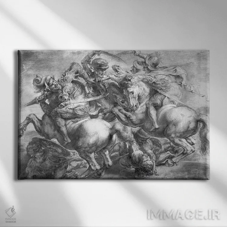 تابلو نبرد آنجیاری (به روایت لئوناردو دا وینچی) اثر پیتر پل روبنس - نمای روبهرو روی دیوار