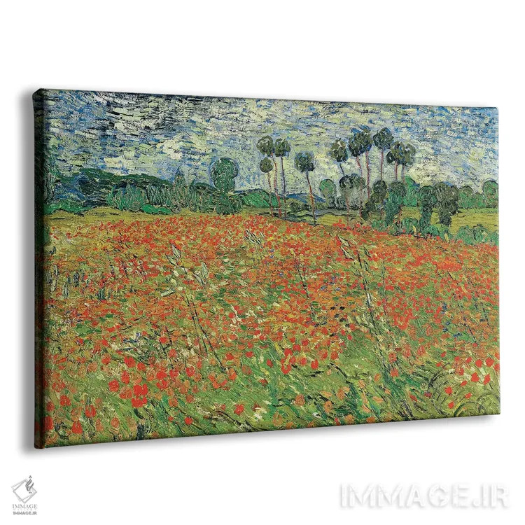 تابلو Auvers-sur-Oise, 1890,مزرعه شقایق، اوور-سور-اواز، ۱۸۹۰ اثر ونسان ون گوگ (نقاش مشهور هلندی پستامپرسیونیسم) - نمای پرسپکتیو محصول