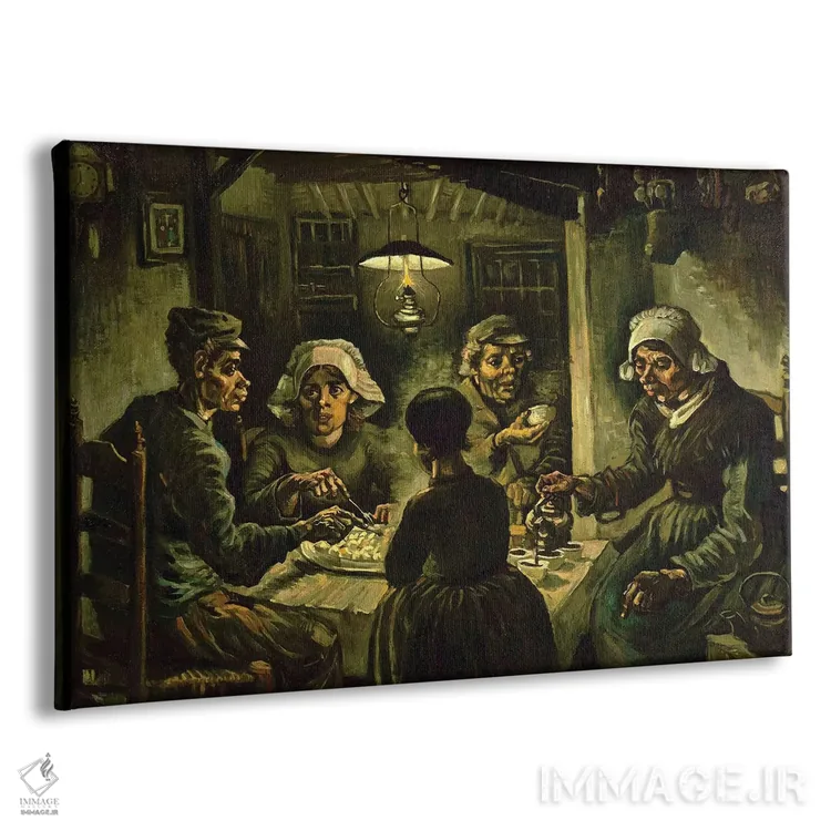 تابلو 1885,سیبزمینیخورها، ۱۸۸۵ اثر ونسان ون گوگ (نقاش مشهور هلندی پستامپرسیونیسم) - نمای پرسپکتیو محصول