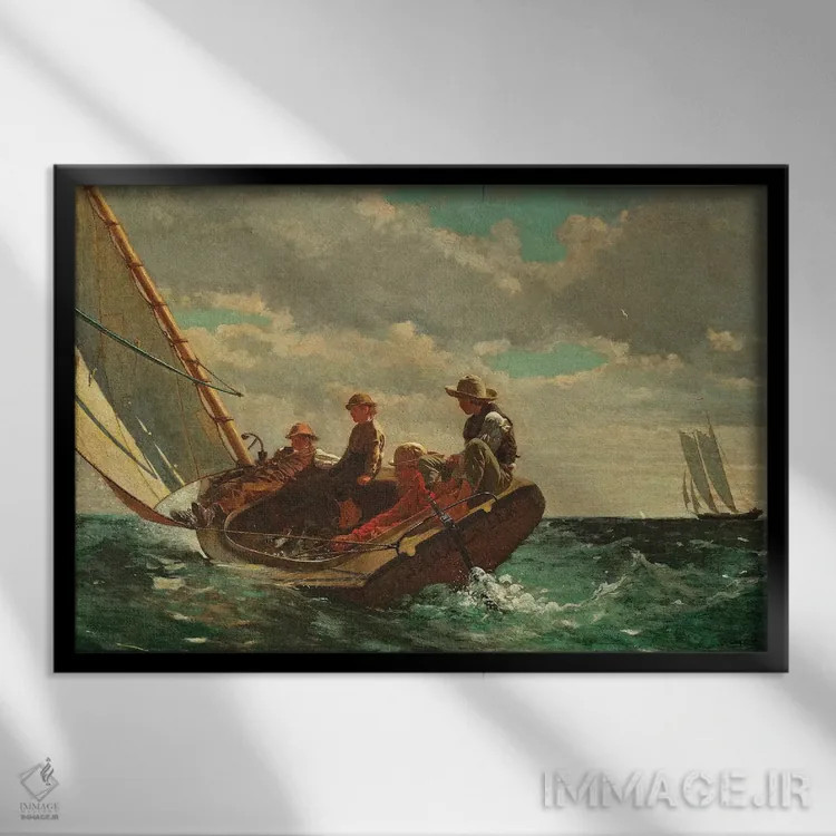 تابلو 1873-76,نسیم خوش (باد مناسب)، ۱۸۷۳–۷۶ اثر وینسلو هومر - نمای قابدار مشکی