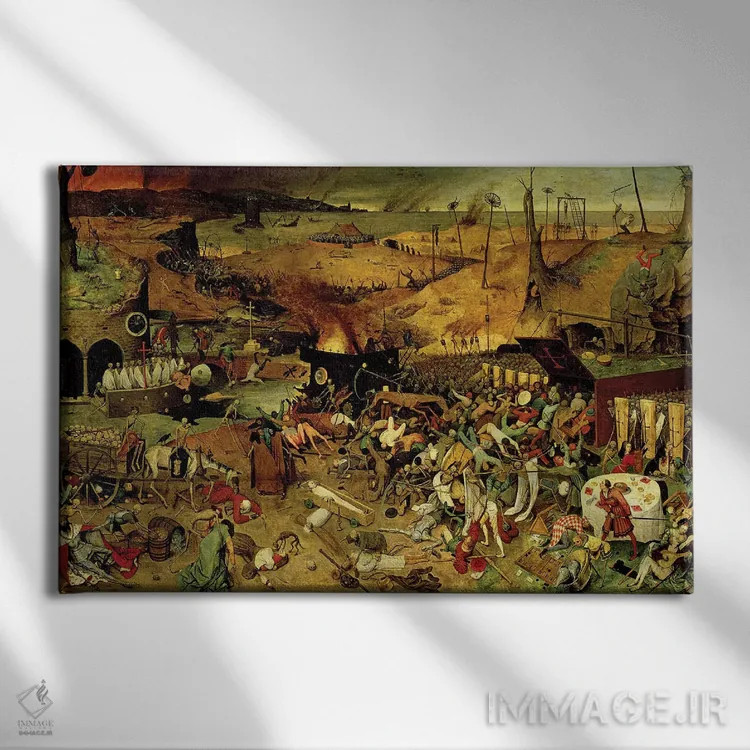 تابلو c.1562,پیروزی مرگ، حدود ۱۵۶۲ اثر پییتر بروگل پدر (نقاش هلندی) - نمای روبهرو روی دیوار