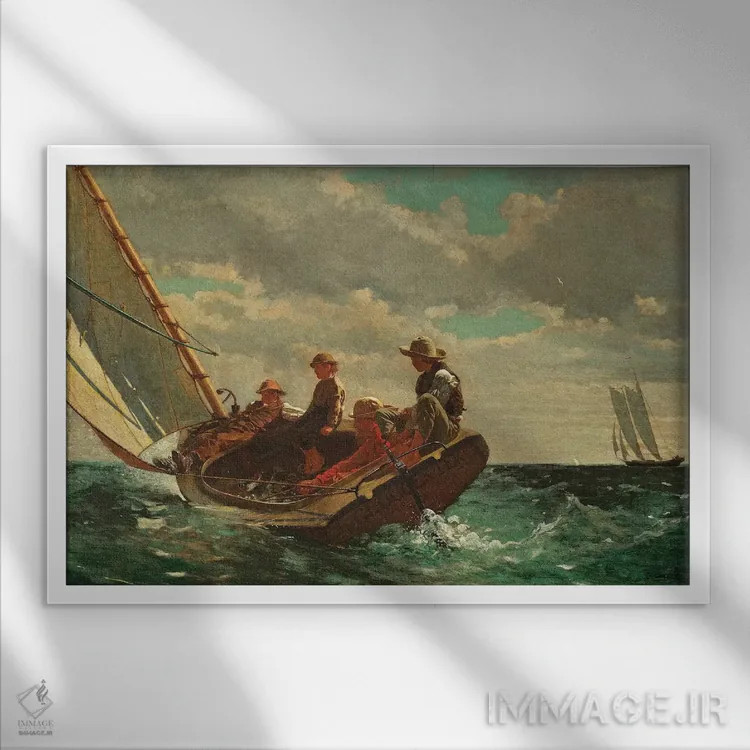 تابلو 1873-76,نسیم خوش (باد مناسب)، ۱۸۷۳–۷۶ اثر وینسلو هومر - نمای قابدار سفید