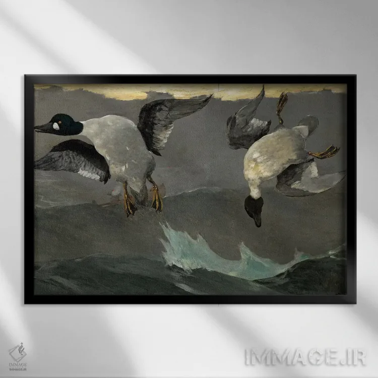 تابلو 1909,راست و چپ، ۱۹۰۹ اثر وینسلو هومر - نمای قابدار مشکی