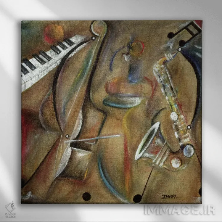 تابلو ساکسیفون گونیای اثر آیکال بکفورد - نمای روبهرو روی دیوار