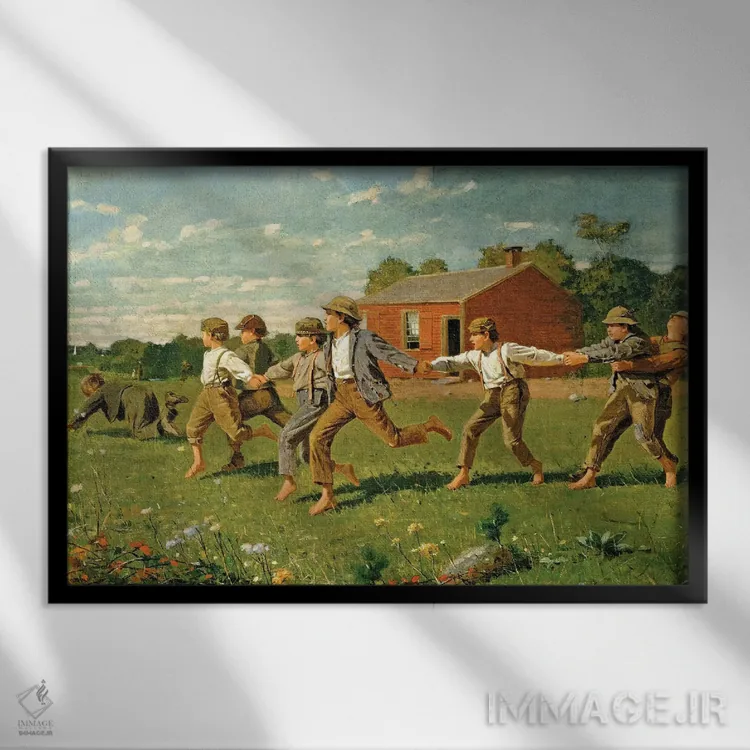 تابلو 1872 (Metropolitan Museum Of Art, NYC),شلاق بازی، ۱۸۷۲ (موزه متروپولیتن نیویورک) اثر وینسلو هومر - نمای قابدار مشکی