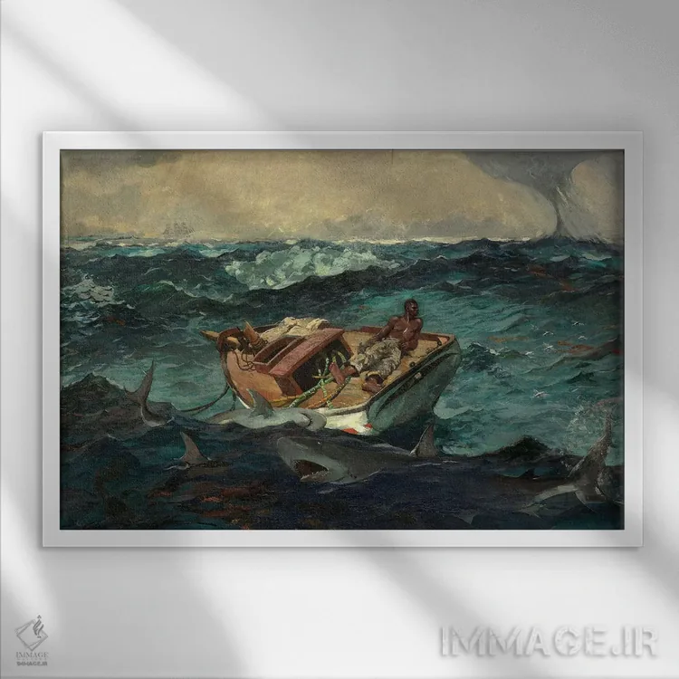 تابلو 1899,جریان خلیج، ۱۸۹۹ اثر وینسلو هومر - نمای قابدار سفید