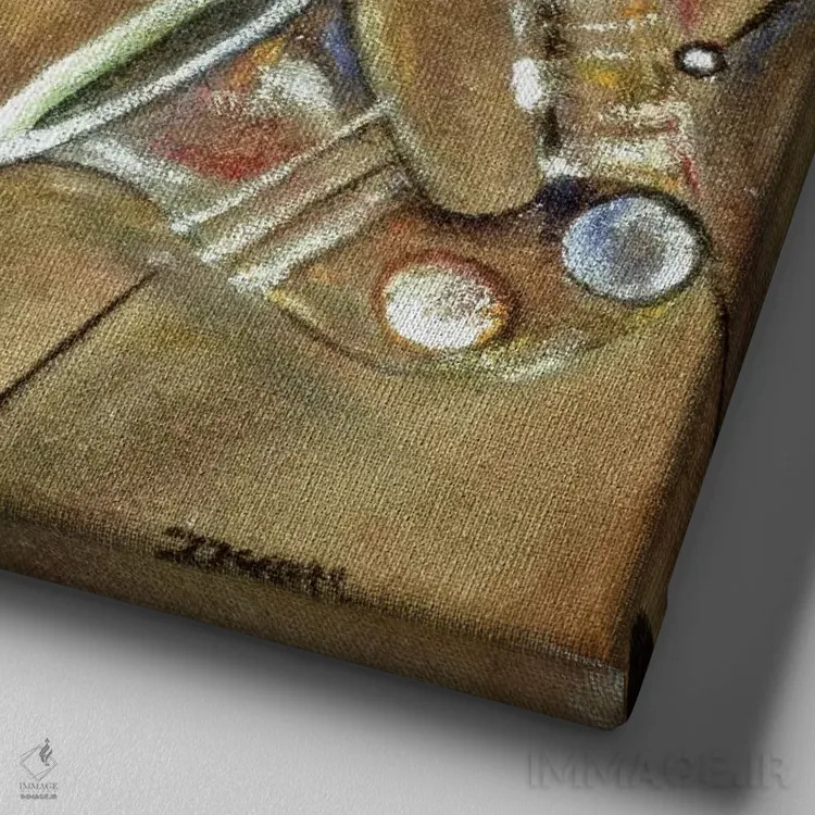 تابلو ساکسیفون گونیای اثر آیکال بکفورد - نمای نزدیک بافت بوم