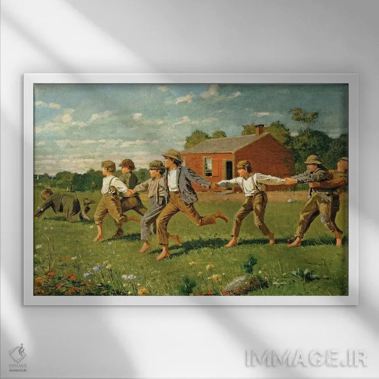 تابلو 1872 (Metropolitan Museum Of Art, NYC),شلاق بازی، ۱۸۷۲ (موزه متروپولیتن نیویورک) اثر وینسلو هومر - نمای قابدار سفید