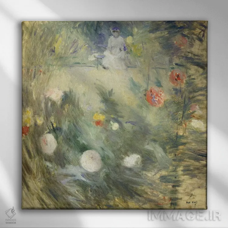 تابلو پرستار بچه در انتهای باغ، ۱۸۸۰ اثر برته موریسو (نقاش فرانسوی امپرسیونیست) - نمای روبهرو روی دیوار