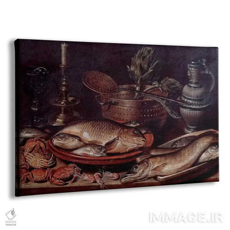 تابلو طبیعت بیجان شامل ماهیها و صدفها، ۱۶۱۱ اثر کلارا پیترز - نمای پرسپکتیو محصول
