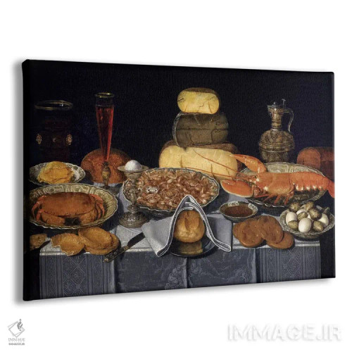 تابلو طبیعت بیجان با خرچنگ، میگو و لابستر، حدود ۱۶۳۵–۱۶۴۰ اثر کلارا پیترز - نمای پرسپکتیو محصول