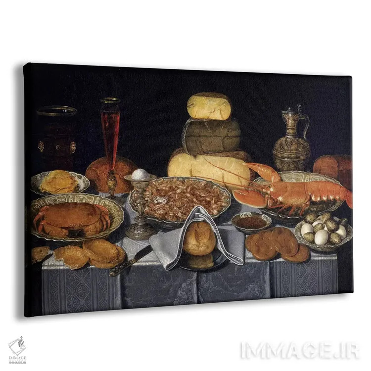 تابلو طبیعت بیجان با خرچنگ، میگو و لابستر، حدود ۱۶۳۵–۱۶۴۰ اثر کلارا پیترز - نمای پرسپکتیو محصول