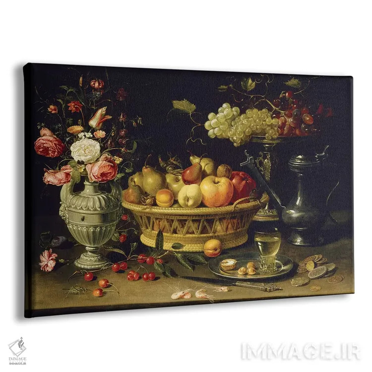 تابلو طبیعت بیجان با میوهها و گلها، ۱۶۰۸–۱۶۲۱ اثر کلارا پیترز - نمای پرسپکتیو محصول