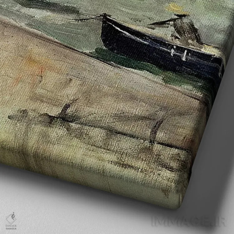 تابلو جزیره وایت، ۱۸۷۵ (انگلستان) اثر برته موریسو (نقاش فرانسوی امپرسیونیست) - نمای نزدیک بافت بوم