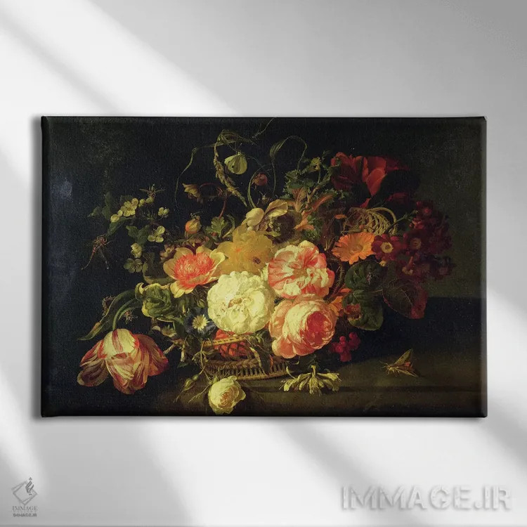 تابلو گلها و حشرات، ۱۷۱۱ اثر ریچل رویش - نمای روبهرو روی دیوار