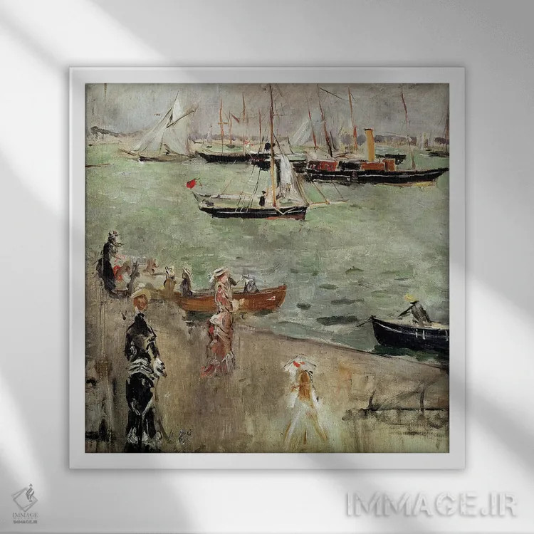 تابلو جزیره وایت، ۱۸۷۵ (انگلستان) اثر برته موریسو (نقاش فرانسوی امپرسیونیست) - نمای قابدار سفید