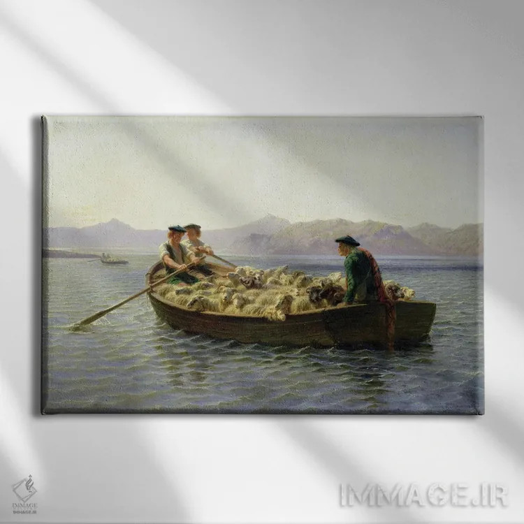 تابلو قایق پارویی، ۱۸۶۳ اثر روزا بونوور (نقاش فرانسوی) - نمای روبهرو روی دیوار
