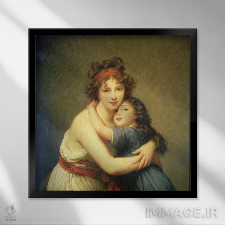 تابلو نمای نزدیک از مادام ویژه-لبرن و دخترش ژان-لوسی-لوییز، ۱۷۸۹ اثر الیزابت لوئیز ویژه لو برن (نقاش فرانسوی) - نمای قابدار مشکی