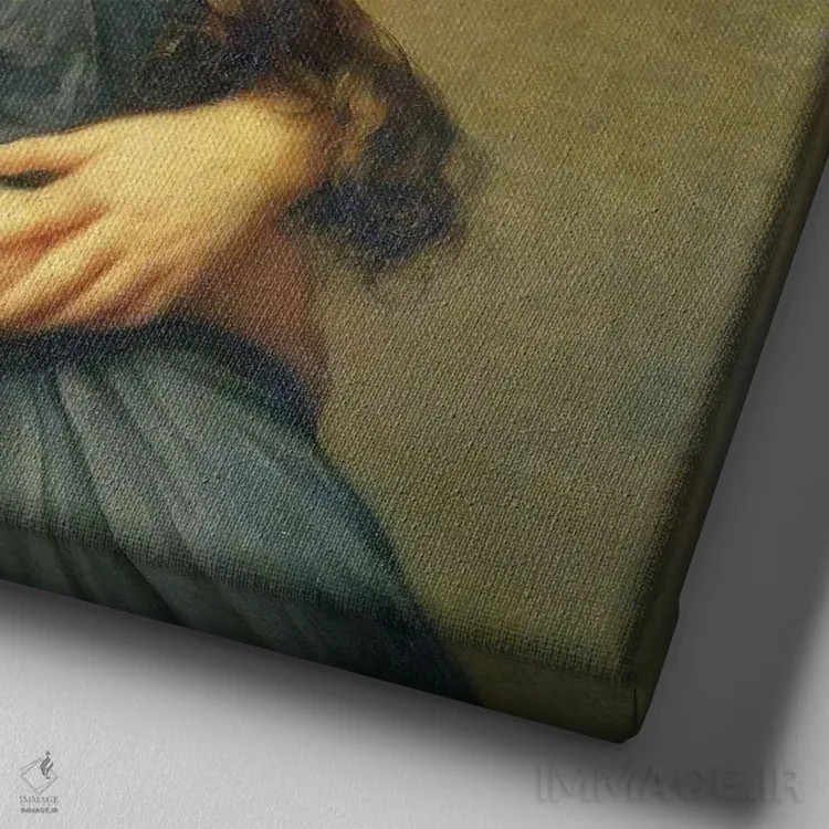 تابلو نمای نزدیک از مادام ویژه-لبرن و دخترش ژان-لوسی-لوییز، ۱۷۸۹ اثر الیزابت لوئیز ویژه لو برن (نقاش فرانسوی) - نمای نزدیک بافت بوم