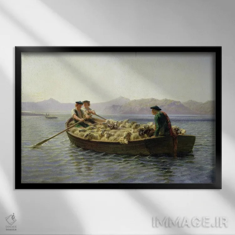 تابلو قایق پارویی، ۱۸۶۳ اثر روزا بونوور (نقاش فرانسوی) - نمای قابدار مشکی