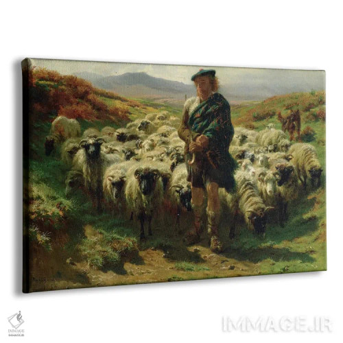 تابلو چوپان ارتفاعات (نقاشی روغنی بر بوم)، ۱۸۵۹ اثر روزا بونوور (نقاش فرانسوی) - نمای پرسپکتیو محصول