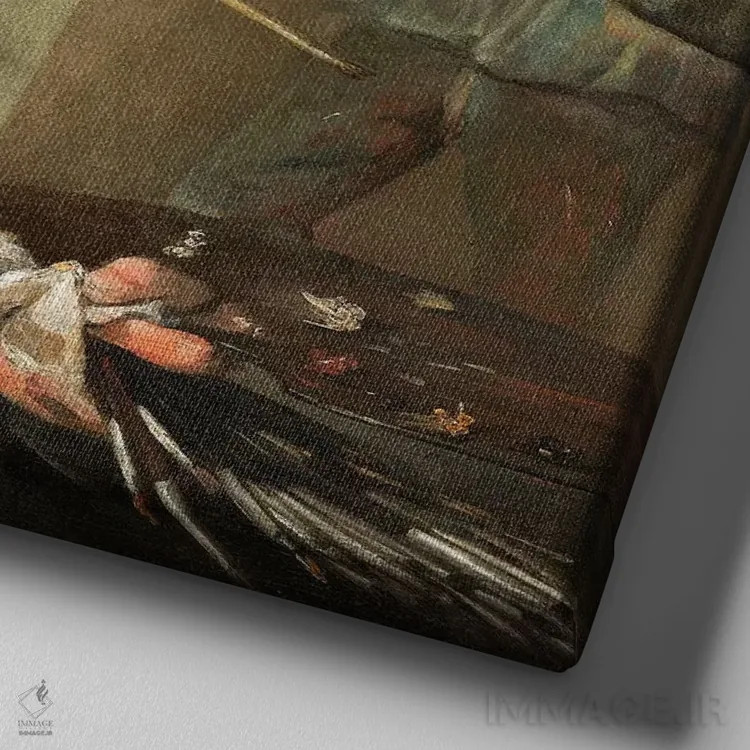 تابلو خودنگاره، حدود ۱۶۳۰ اثر یودیت لیستر (نقاش زن هلندی) - نمای نزدیک بافت بوم