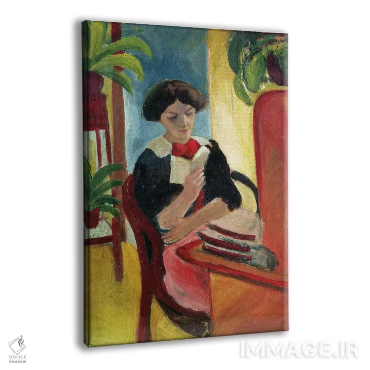 تابلو الیزابت در حال مطالعه اثر آگوست ماکه (نقاش اکسپرسیونیست آلمانی) - نمای پرسپکتیو محصول