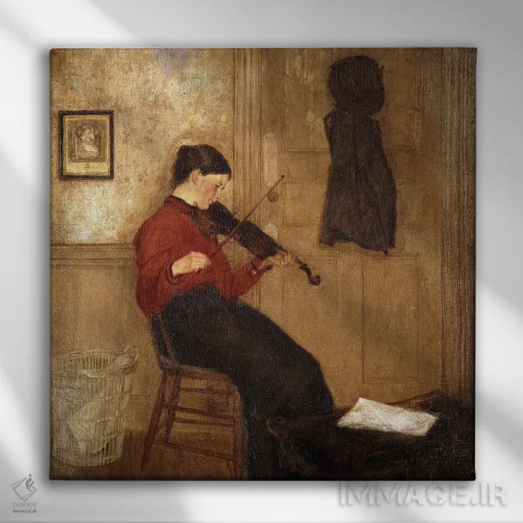 تابلو زن جوان با ویولن، ۱۸۹۷–۹۸ اثر گوئن جان - نمای روبهرو روی دیوار