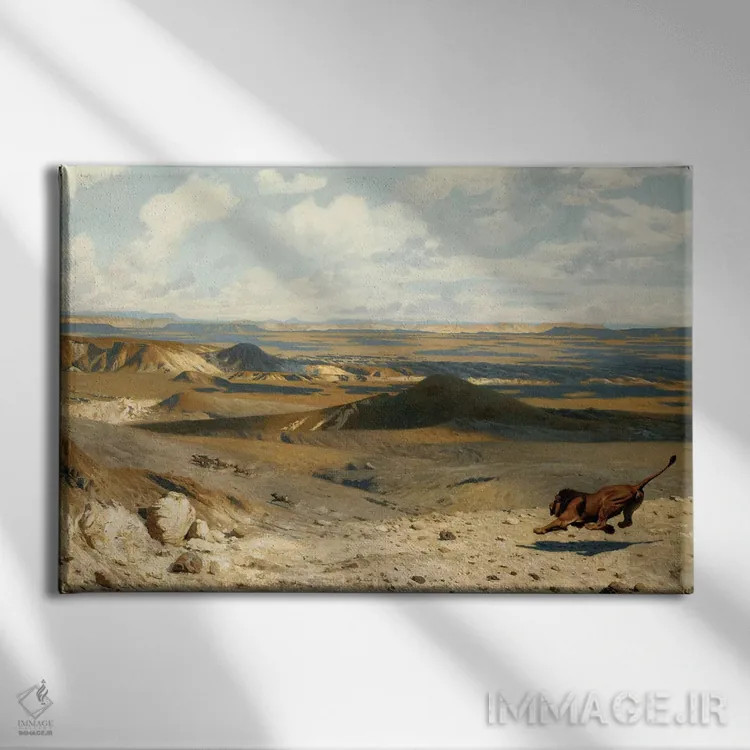 تابلو تعقیب، ۱۸۸۹ اثر ژان لئون ژروم (نقاش فرانسوی) - نمای روبهرو روی دیوار