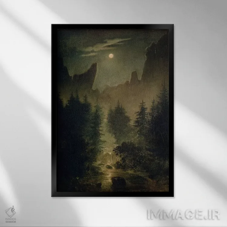 تابلو اوتهوالدر گروند، حدود ۱۸۲۵ (آلمان) اثر کاسپار داوید فریدریش (نقاش رمانتیک آلمانی) - نمای قابدار مشکی